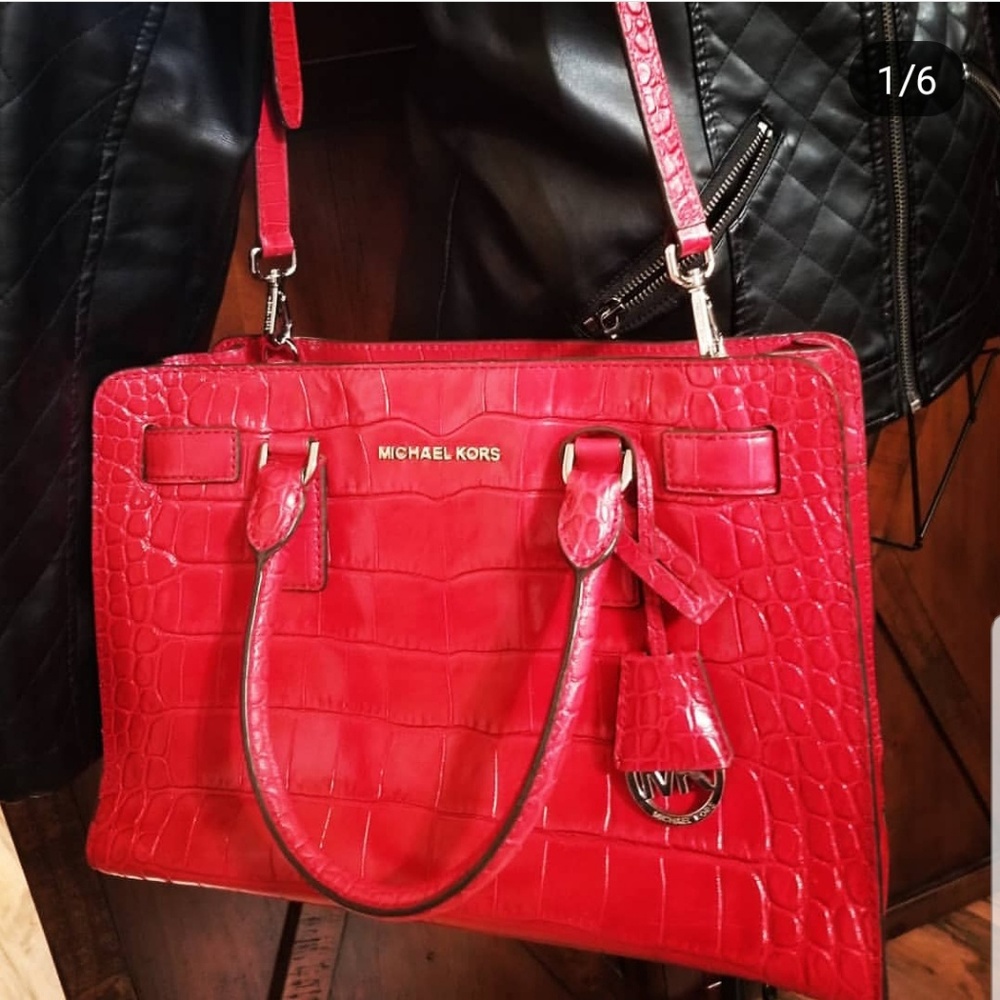SOLD -Michael Kors croc leather crossbody bag